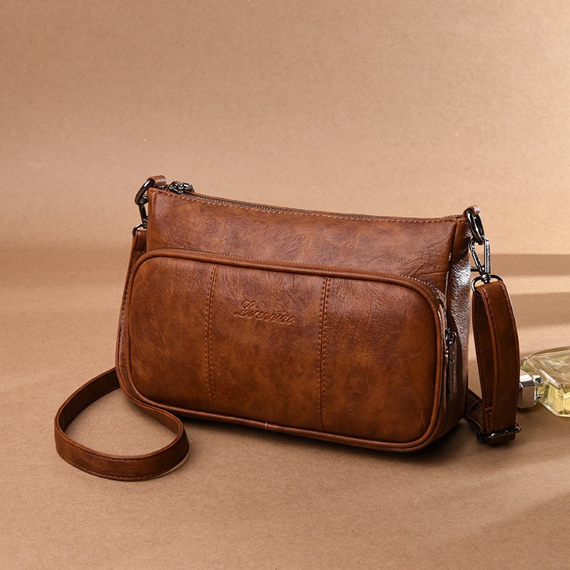 Bag women 2021 new middle-aged female bag mother hand bag soft leather fashion large capacity one-shoulder messenger bag