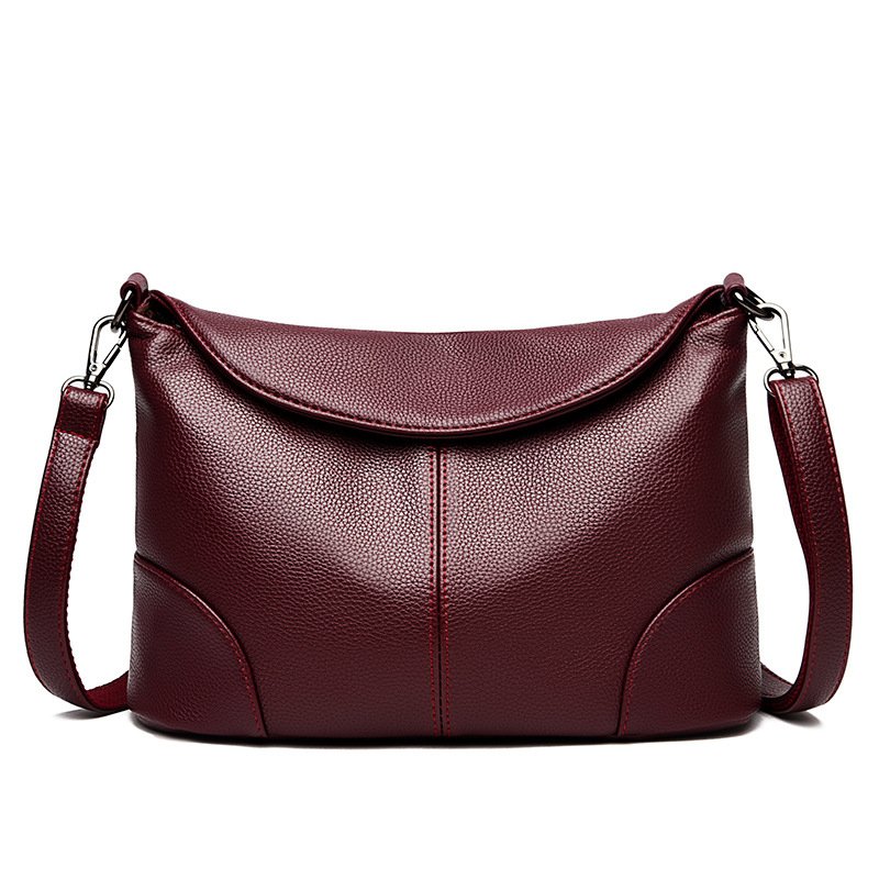 Shoulder bag female bag new 2021 ladies soft leather large capacity casual middle-aged mother bag messenger bag